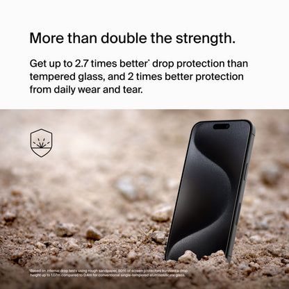 Bildschirmschutzfolie Belkin ScreenForce UltraGlass 2 für Apple iPhone 15 Pro Max, gehärtetes Glas, Full Glue OVA134zz