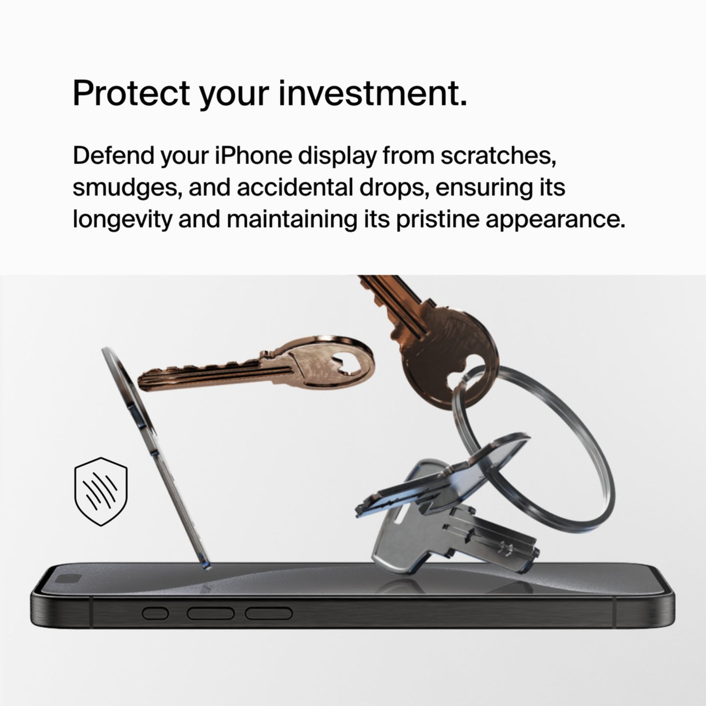 Bildschirmschutzfolie Belkin ScreenForce UltraGlass 2 für Apple iPhone 15 Pro Max, gehärtetes Glas, Full Glue OVA134zz