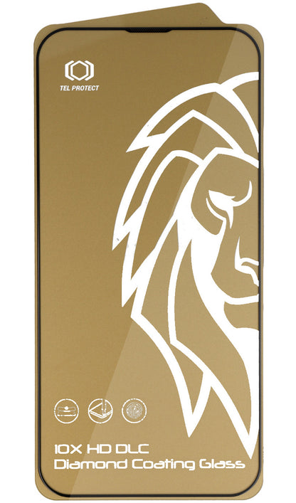 Tel Protect 10X HD DLC Diamond Coating Displayschutzfolie für Apple iPhone 17e / 16e / 14 / 13 Pro / 13, gehärtetes Glas, vollflächig klebend, schwarz