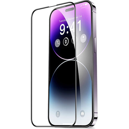 Veason PRO Displayschutzfolie für Apple iPhone 14 Pro, gehärtetes Glas, Full Glue, 6D, Schwarz
