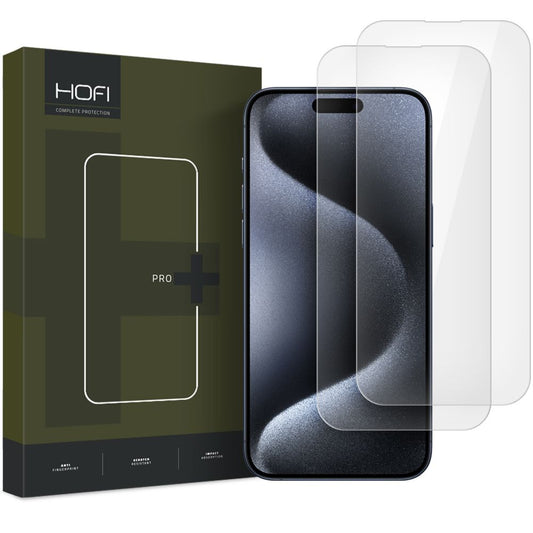 HOFI Glass PRO+ Displayschutzfolie für Apple iPhone 16 Plus, sicheres Glas, Vollkleber, 2er-Set, 2,5D