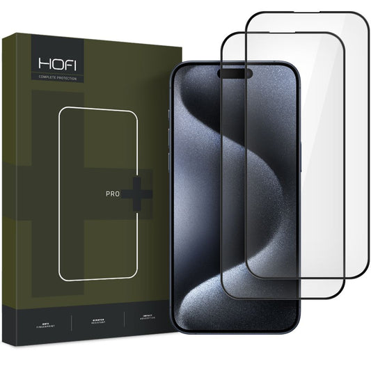 HOFI Glass PRO+ Displayschutzfolie für Apple iPhone 16 Pro, sicheres Glas, Vollkleber, 2er-Set, 2,5D, Schwarz