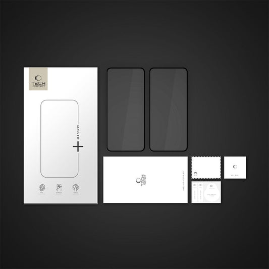Tech-Protect FIT+ Screen Protector for Motorola Moto G56, Tempered Glass, Full Glue, 2 Pieces Set, 2.5D, Black