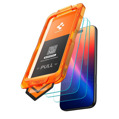 Schutzfolie Spigen GlastR Align Master Slim für Apple iPhone 17, Gehärtetes Glas, Vollkleber, Set 3 Stück AGL10484
