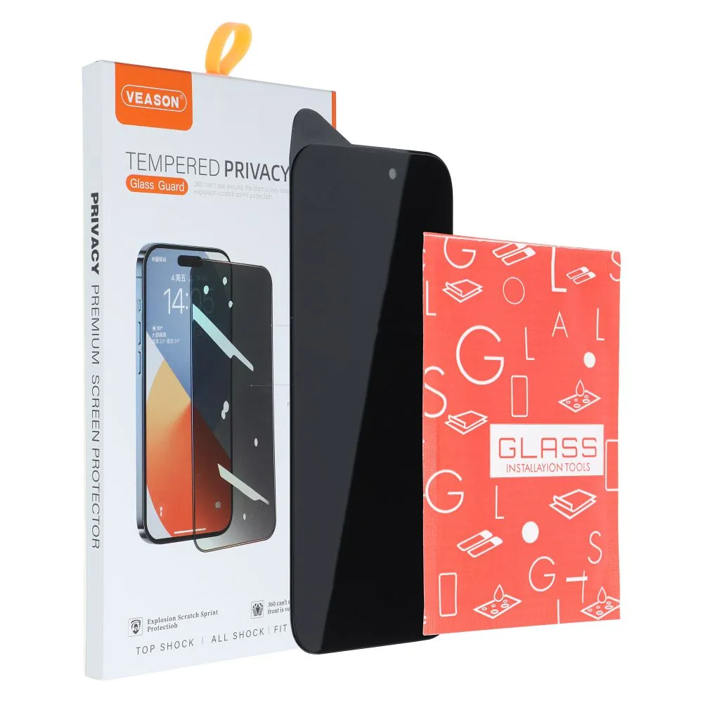 Privacy-Schutzfolie Veason für Apple iPhone 12 / 12 Pro, gehärtetes Glas, Vollkleber, 6D