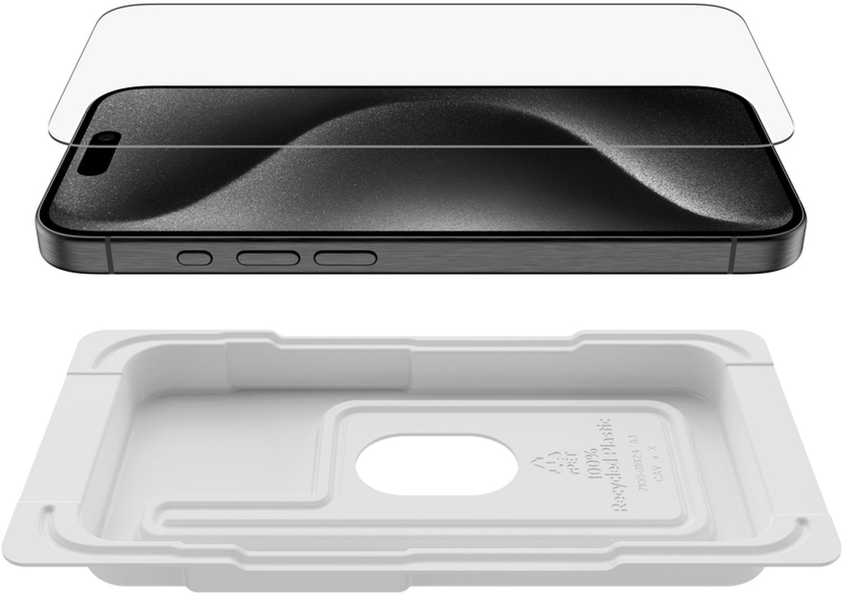 Belkin ScreenForce TemperedGlass Displayschutzfolie für Apple iPhone 15 Pro, gehärtetes Glas, Full Glue OVA137zz