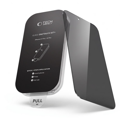 Privacy-Schutzfolie Tech-Protect OneTouch für Apple iPhone 18 Pro, gehärtetes Glas, Full Glue, 2er-Set