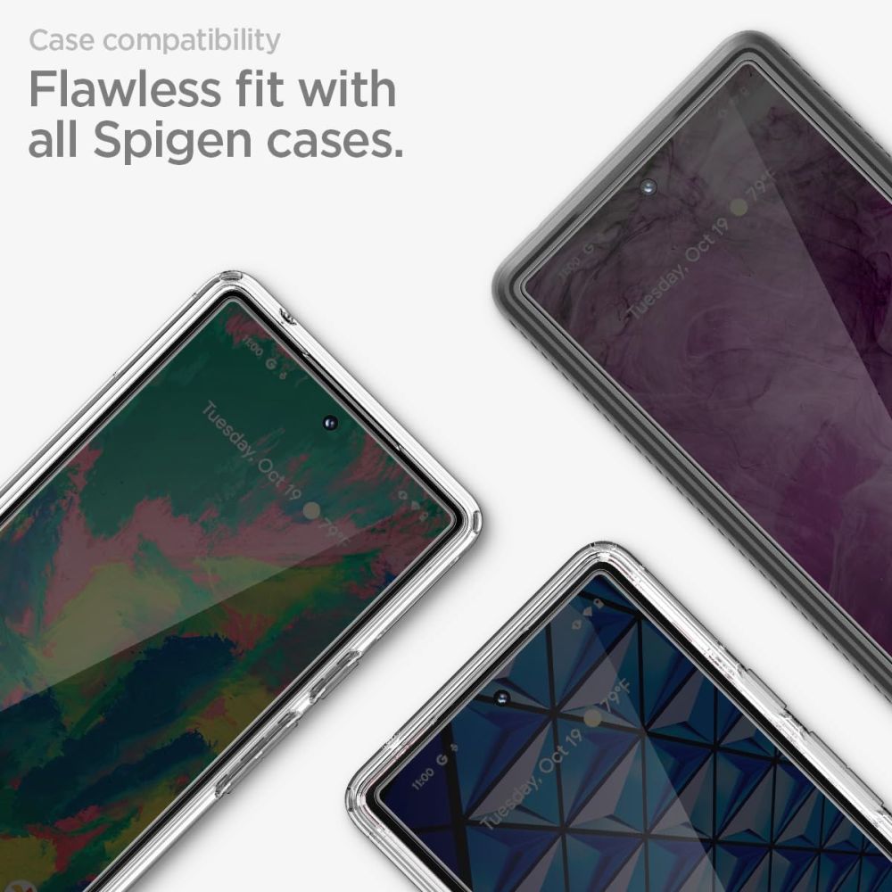 Spigen Alm GlastR Displayschutzfolie für Google Pixel 8 Pro, sicheres Glas, Vollkleber, 2er-Set, Schwarz