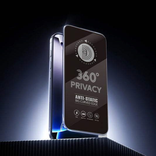 Privacy-Schutzfolie OEM 360 für Apple iPhone 17 / 16 Pro, gehärtetes Glas, Vollkleber