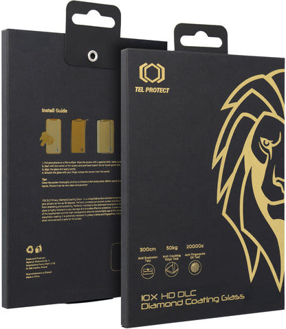 Tel Protect 10X HD DLC Diamond Coating Displayschutzfolie für Apple iPhone 17 / 16 Pro, gehärtetes Glas, vollflächig klebend, schwarz