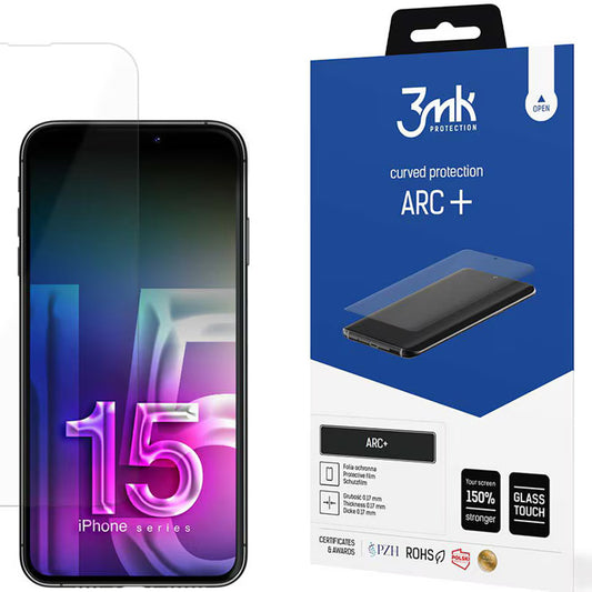 3MK ARC+ Displayschutzfolie für Apple iPhone 15, Kunststoff