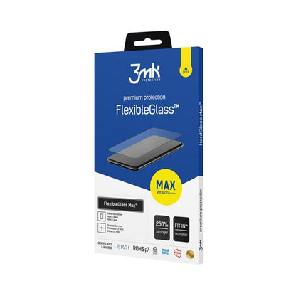 3MK FlexibleGlass Max Displayschutzfolie für Apple iPhone 16 Pro, Flexibles Glas, Vollkleber, Schwarz