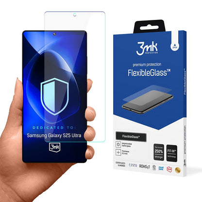 3MK FlexibleGlass Displayschutzfolie für Samsung Galaxy S25 Ultra S938, Flexibles Glas, Vollkleber
