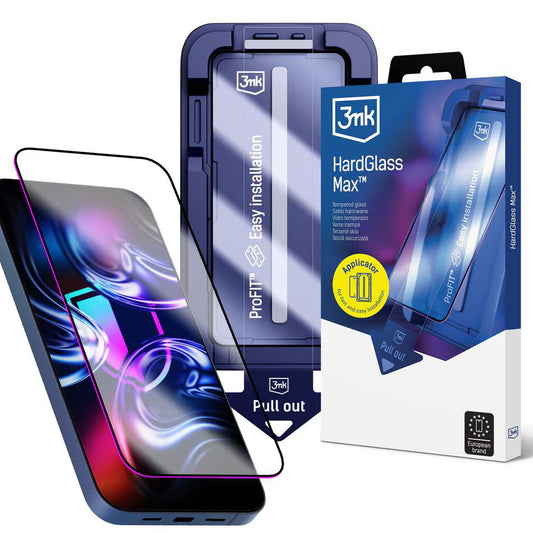 3MK HardGlass Max Displayschutzfolie für Apple iPhone 18 Pro / 17 Pro, gehärtetes Glas, Vollkleber, Schwarz