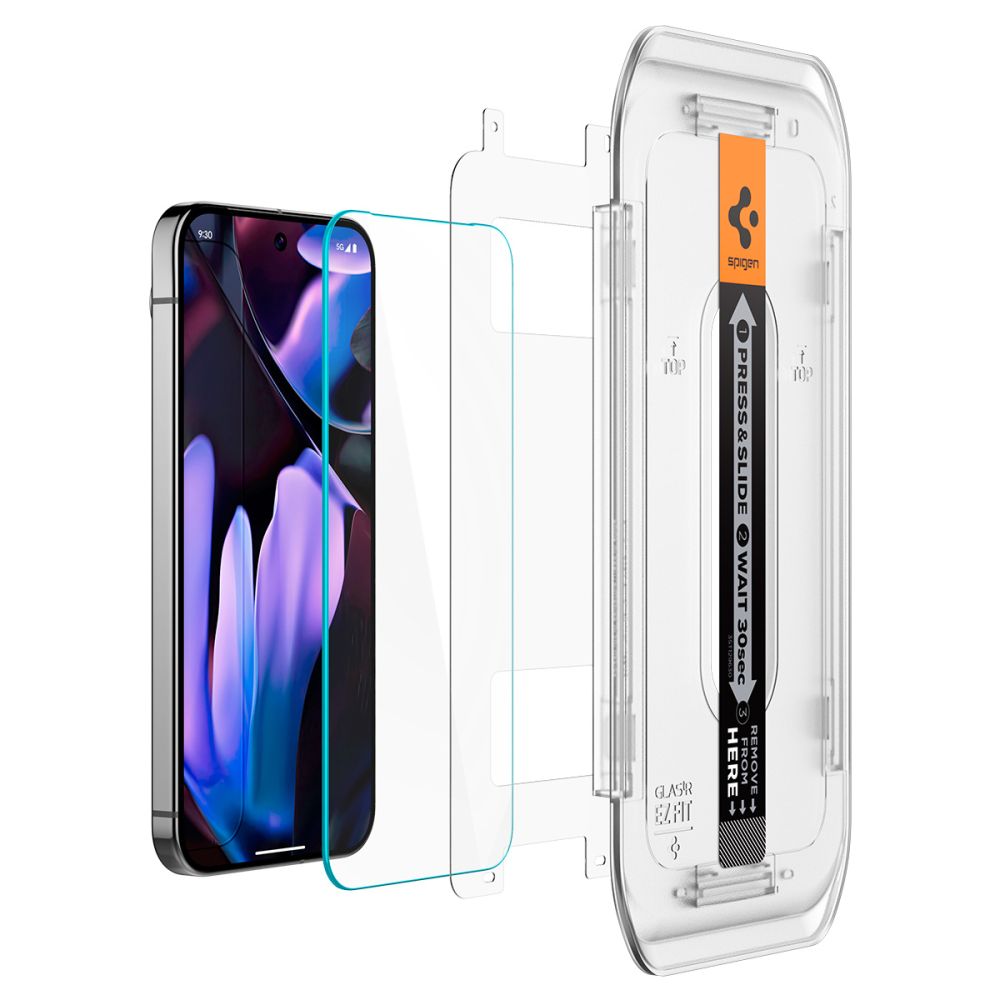 Spigen EZ FIT Screen Protector for Google Pixel 9 / 9 Pro, Tempered Glass, Full Glue, Set of 2, 2.5D AGL08442