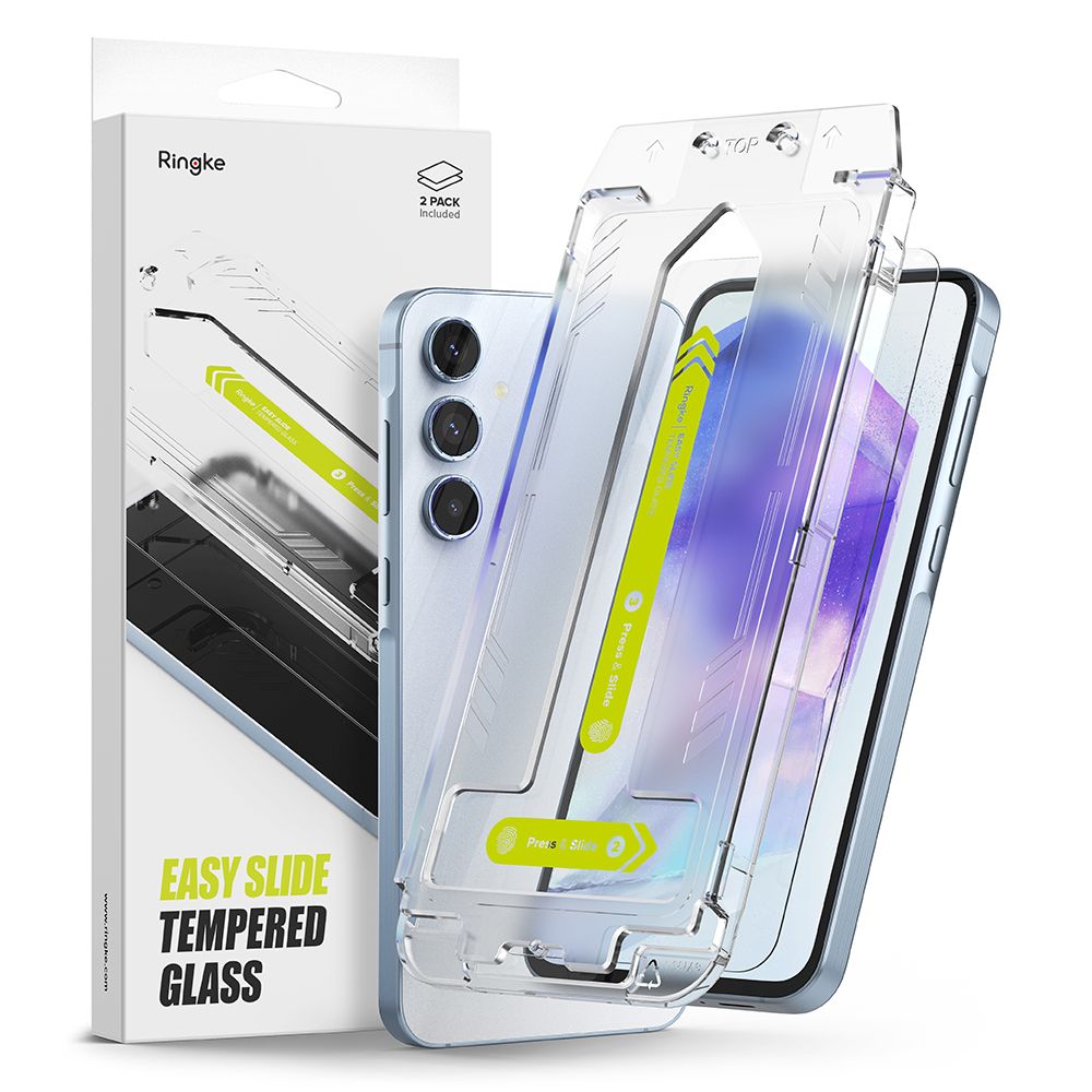 Ringke Easy Slide Displayschutzfolie für Samsung Galaxy A55 5G A556, sicheres Glas, Vollkleber, 2er-Set