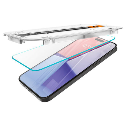 Spigen GlastR EZ FIT Displayschutzfolie für Apple iPhone 15 Pro, gehärtetes Glas, Full Glue, 2er Set AGL06892