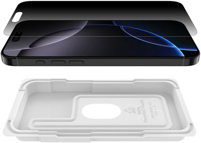 Belkin ScreenForce InvisiGlass Privacy Screen Protector for Apple iPhone 16 Pro Max, Tempered Glass, Full Glue OVA170hq