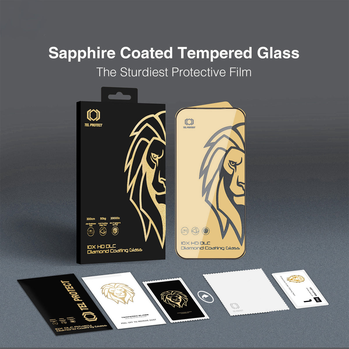 Tel Protect 10X HD DLC Diamond Coating Displayschutzfolie für Apple iPhone 17 / 16 Pro, gehärtetes Glas, vollflächig klebend, schwarz
