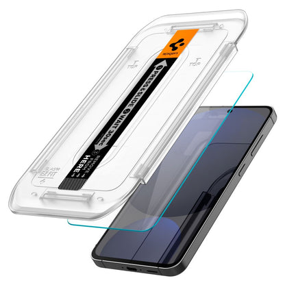 Spigen EZ FIT Displayschutzfolie für Samsung Galaxy S24 FE S721, sicheres Glas, Vollkleber, 2er-Set AGL08729