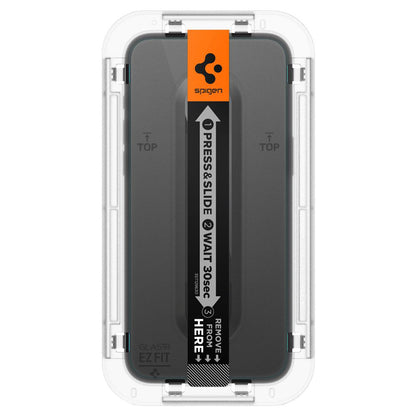 Spigen GlastR EZ FIT Displayschutzfolie für Apple iPhone 15 Pro, gehärtetes Glas, Full Glue, 2er Set AGL06892