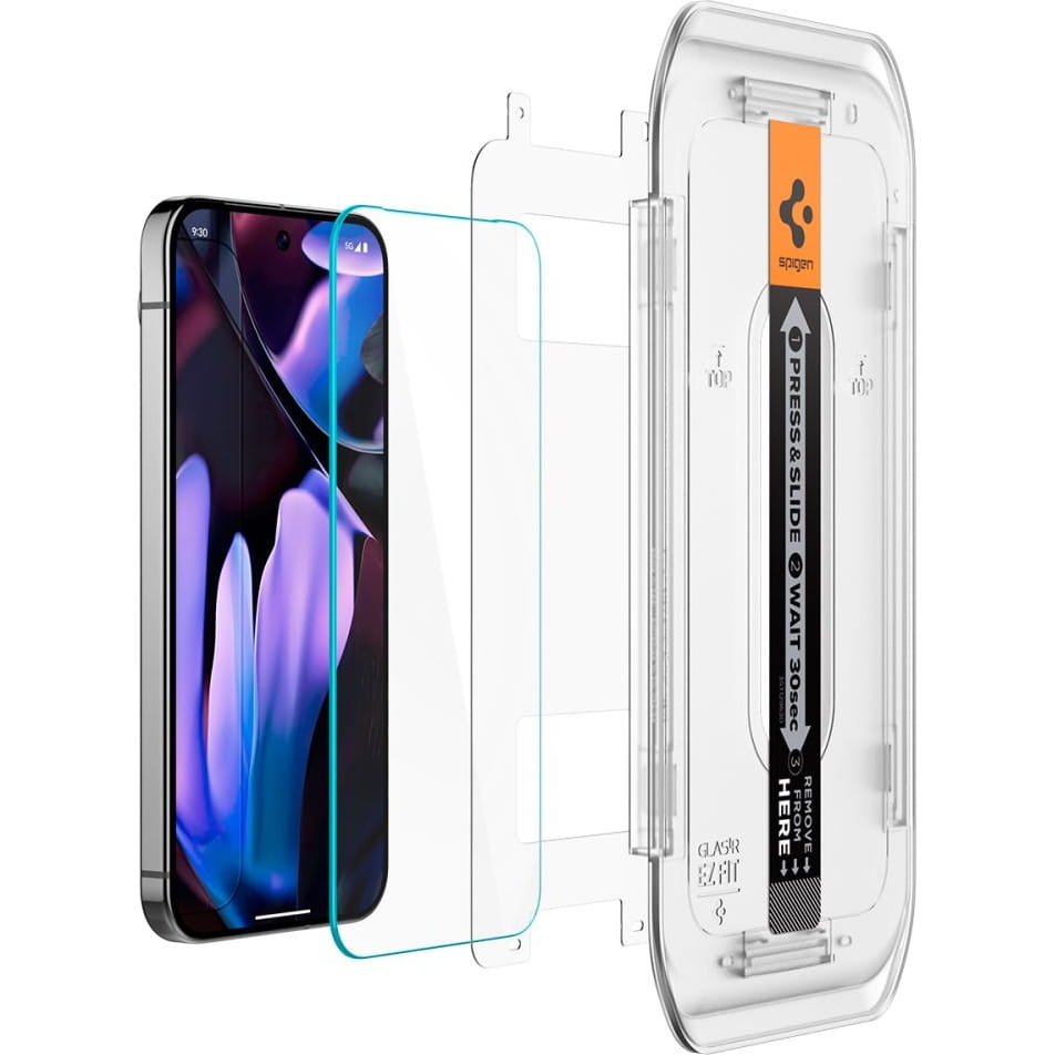 Schutzfolie Spigen GlastR EZ FIT für Google Pixel 9 Pro XL, gehärtetes Glas, Full Glue, Set mit 2 Stück AGL08445