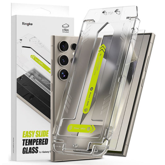 Ringke Easy Slide Displayschutzfolie für Samsung Galaxy S24 Ultra S928, sicheres Glas, Vollkleber, 2er-Set