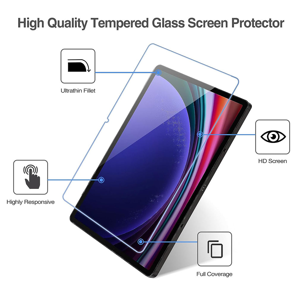 Lito Classic Displayschutzfolie für Samsung Galaxy Tab S9 FE / Tab S9, gehärtetes Glas, Full Glue, 2.5D