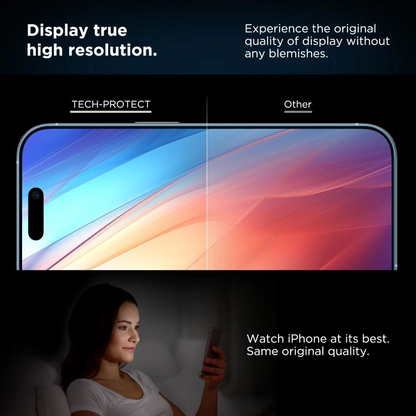 Schutzfolie Tech-Protect Quick Set+ für Apple iPhone 17, Gehärtetes Glas, Vollkleber, Set mit 2 Stück, Schwarz