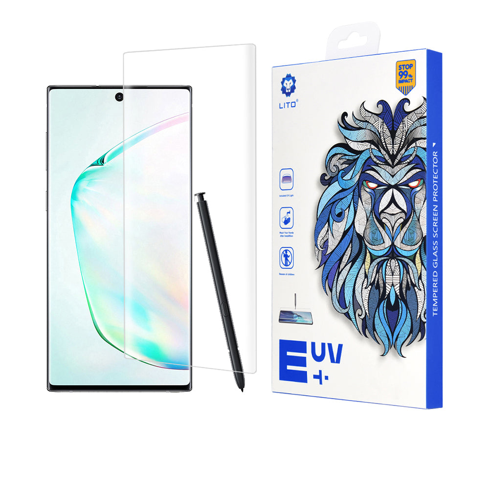 Lito Displayschutzfolie für Samsung Galaxy Note 10+ 5G N976 / Note 10+ N975, gehärtetes Glas, UV-Kleber, 3D