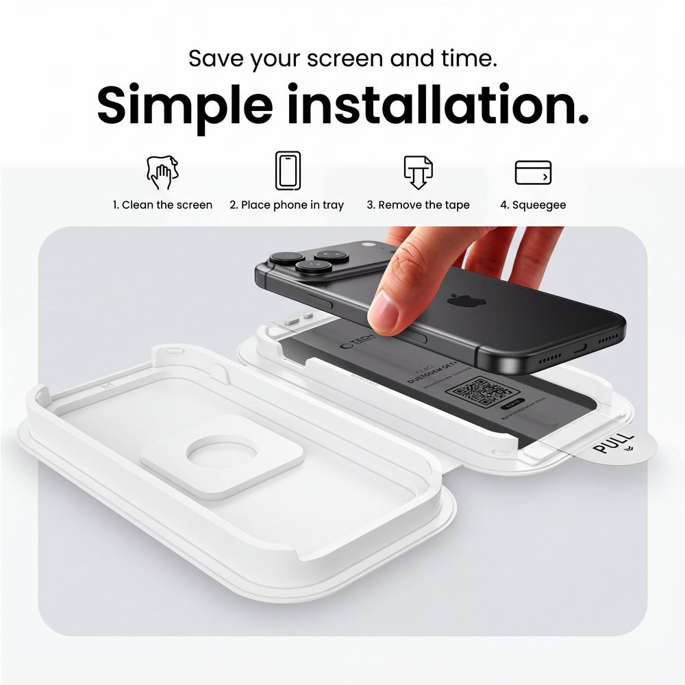 Privacy-Schutzfolie Tech-Protect OneTouch für Apple iPhone 18 Pro, gehärtetes Glas, Full Glue, 2er-Set