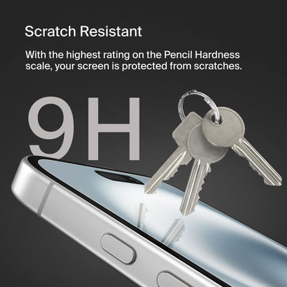 Belkin ScreenForce TemperedGlass Displayschutzfolie für Apple iPhone 16 / 15 / 14 Pro, gehärtetes Glas, Full Glue OVA135zz