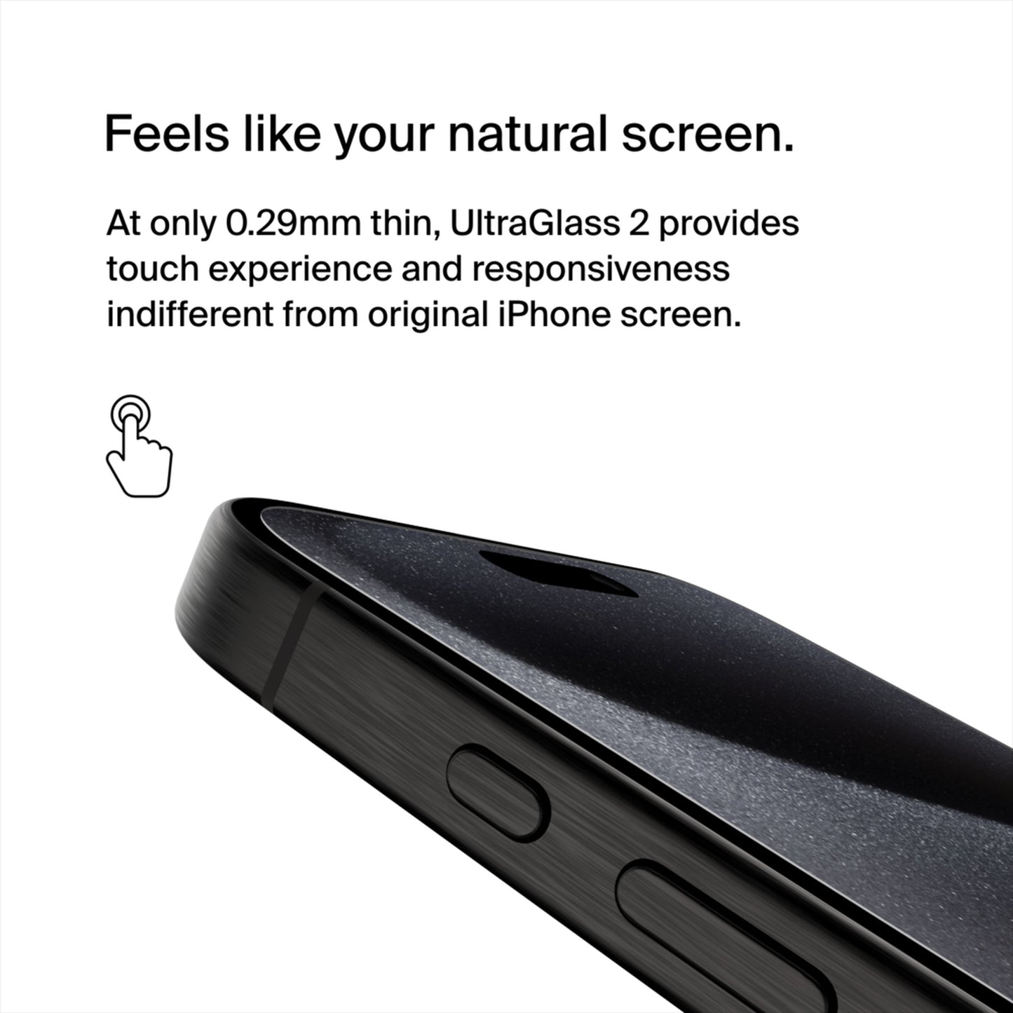 Bildschirmschutzfolie Belkin ScreenForce UltraGlass 2 für Apple iPhone 15 Pro Max, gehärtetes Glas, Full Glue OVA134zz