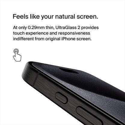 Bildschirmschutzfolie Belkin ScreenForce UltraGlass 2 für Apple iPhone 15 Pro Max, gehärtetes Glas, Full Glue OVA134zz
