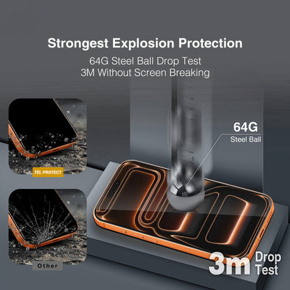 Tel Protect 10X HD DLC Diamond Coating Displayschutzfolie für Apple iPhone 17e / 16e / 14 / 13 Pro / 13, gehärtetes Glas, vollflächig klebend, schwarz