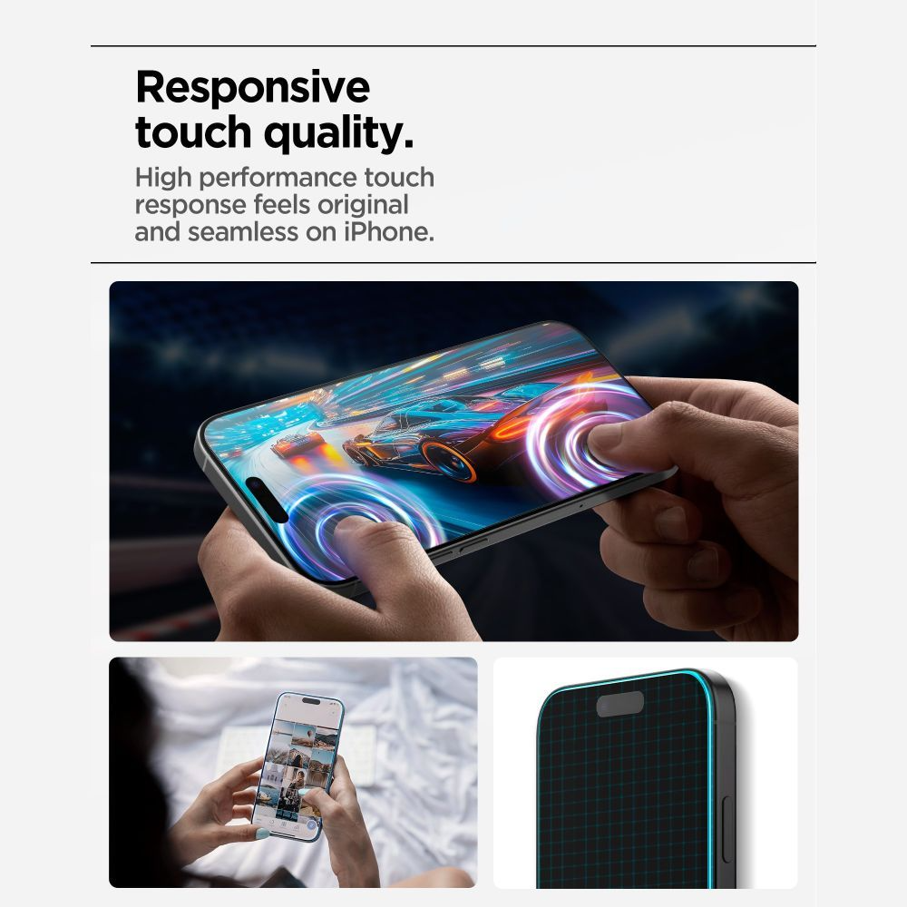 Schutzfolie Spigen GlastR Align Master Slim für Apple iPhone 17, Gehärtetes Glas, Vollkleber, Set 3 Stück AGL10484
