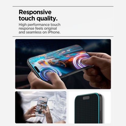 Schutzfolie Spigen GlastR Align Master Slim für Apple iPhone 17, Gehärtetes Glas, Vollkleber, Set 3 Stück AGL10484