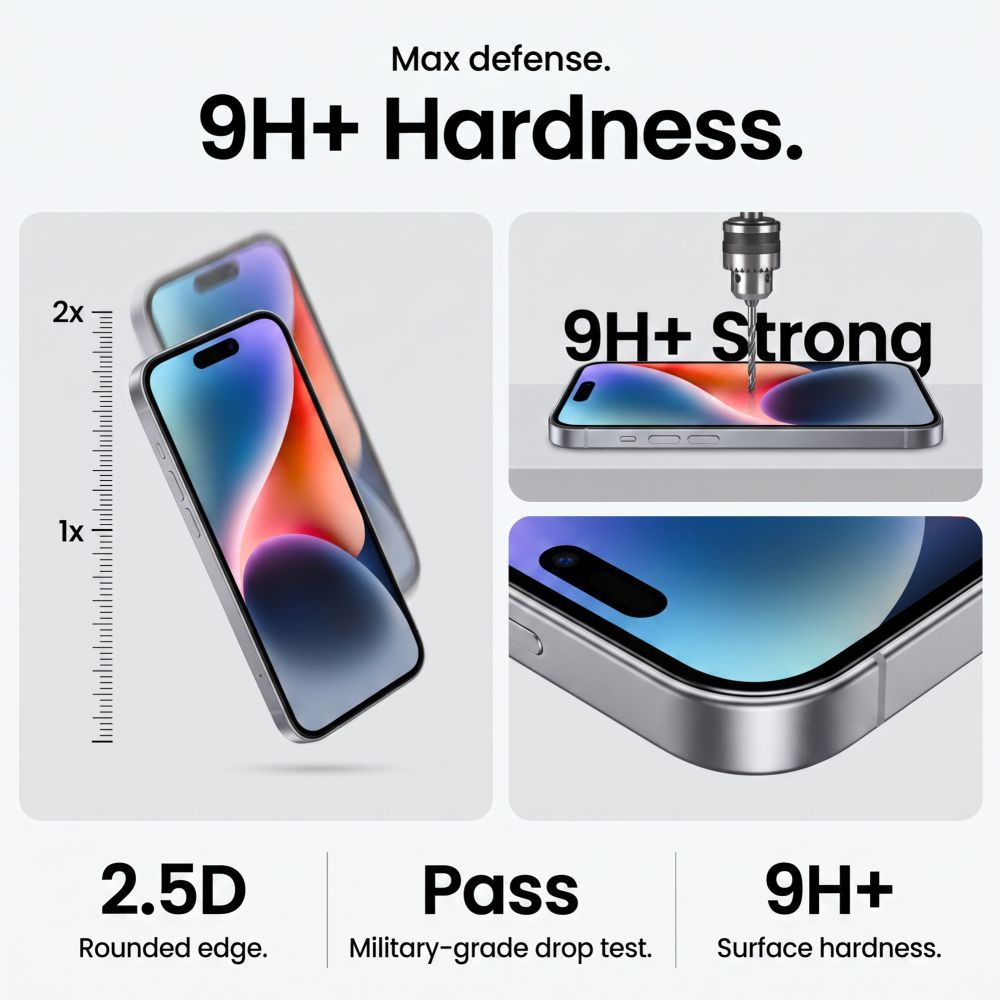 Tech-Protect OneTouch Displayschutzfolie für Apple iPhone 18 Pro Max / 17 Pro Max, gehärtetes Glas, Full Glue, 2er Set, transparent