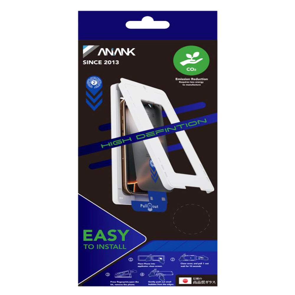 Anank 2X Verstärkte Displayschutzfolie für Apple iPhone 16 Pro Max, gehärtetes Glas, Vollkleber, 2.5D, Schwarz
