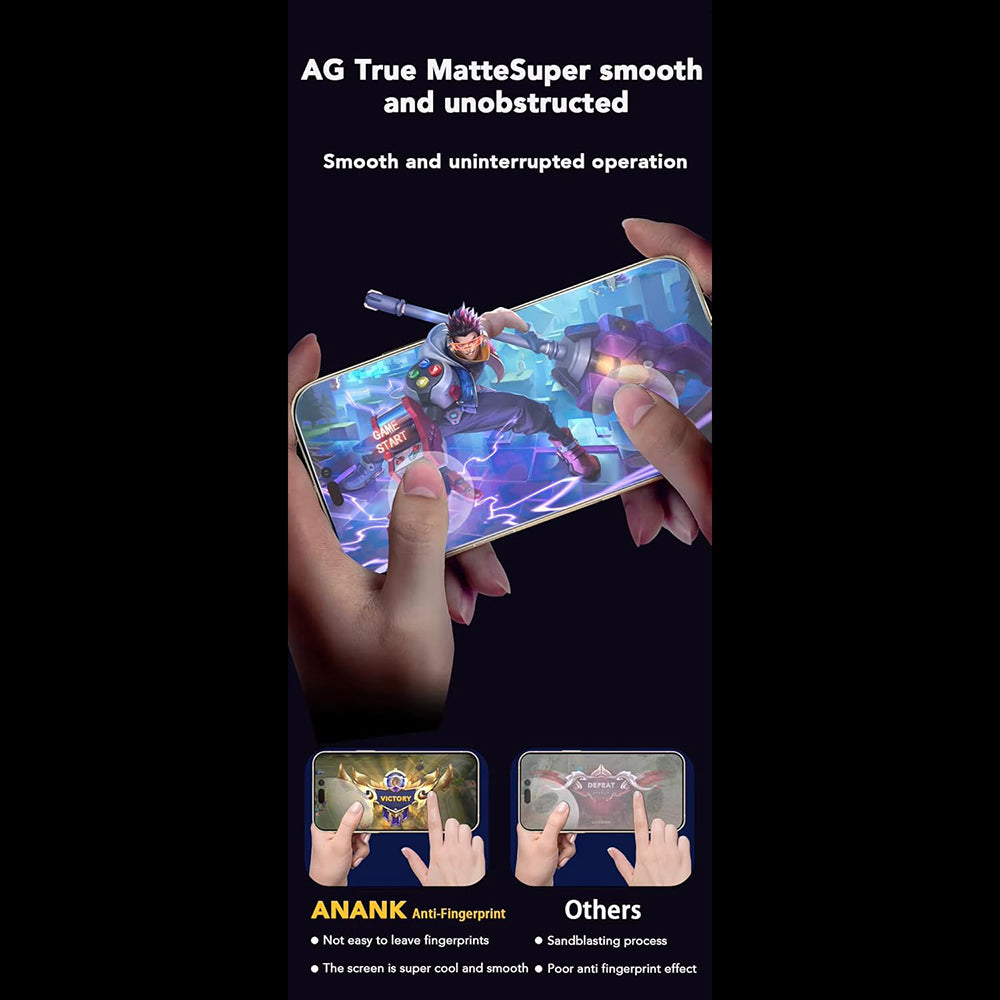 Anank Anti-Fingerprint Displayschutzfolie für Apple iPhone 14 Pro, gehärtetes Glas, Vollkleber, 2,5D, Schwarz