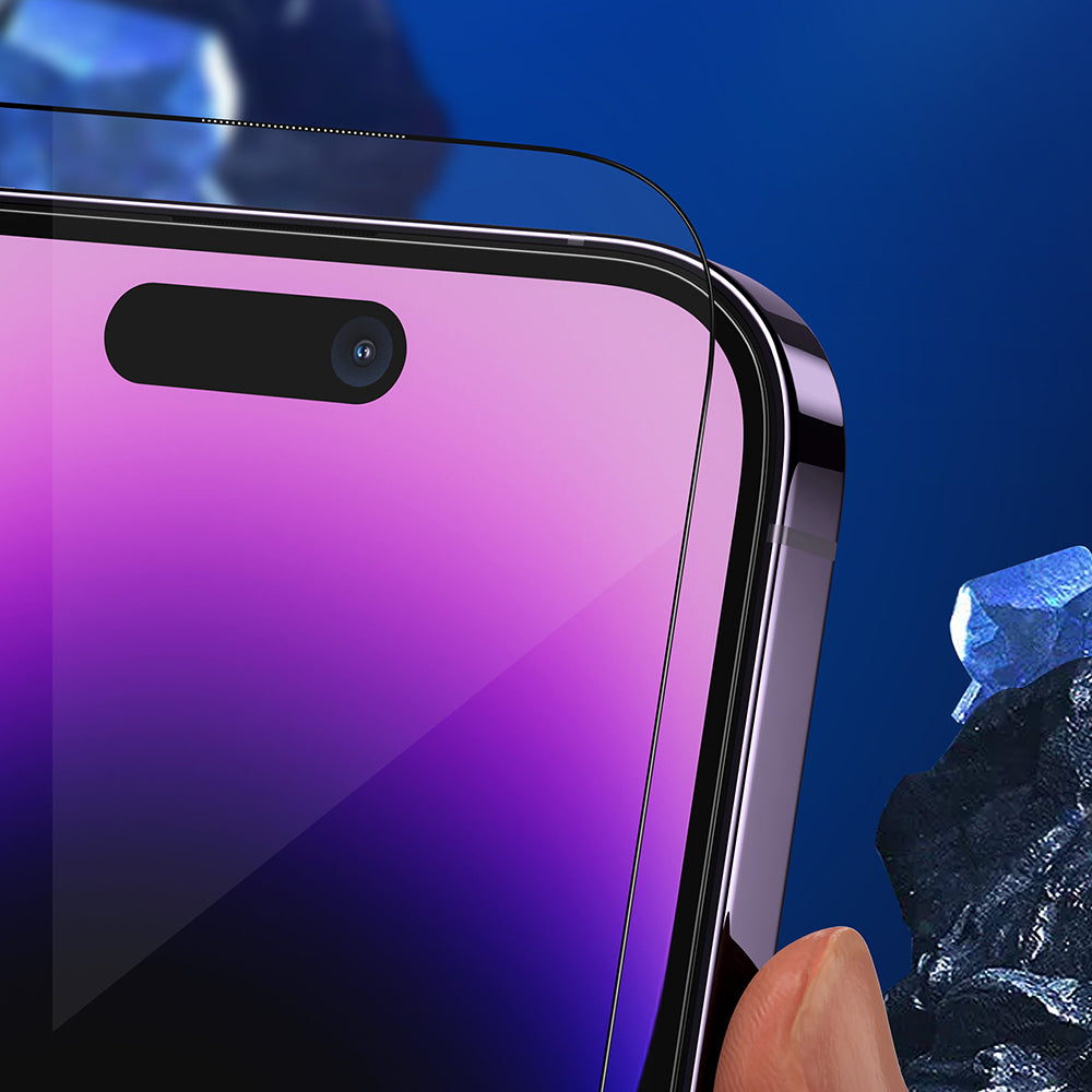 Blueo Anti-Broken Displayschutzfolie für Apple iPhone 15 Pro, gehärtetes Glas, Vollklebung, Schwarz