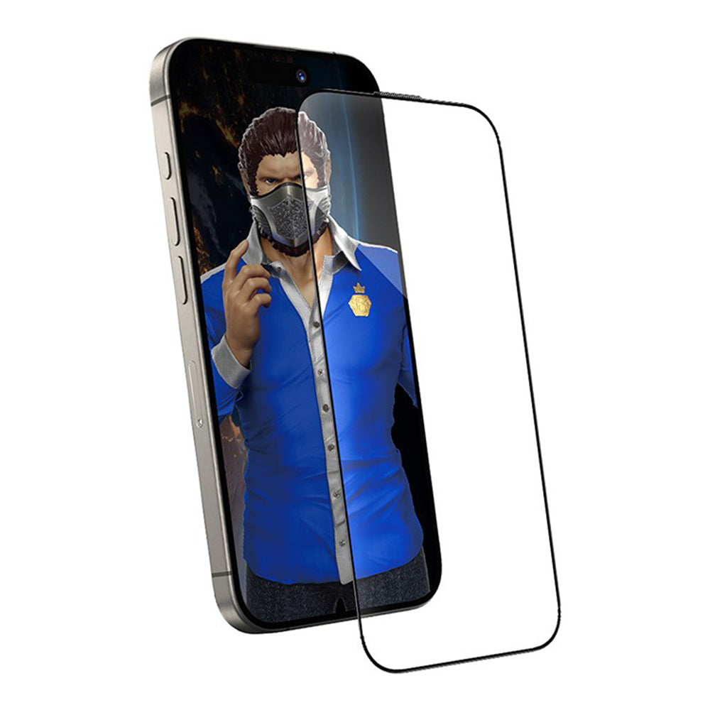 Blueo Anti-Dust HD Applicator Pro Displayschutzfolie für Apple iPhone 15 Pro Max, gehärtetes Glas, Vollkleber, Schwarz