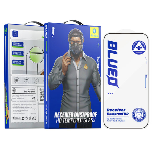Blueo Anti-Dust HD Displayschutzfolie für Apple iPhone 17 Pro / 17 / 16 Pro, gehärtetes Glas, Vollkleber, Schwarz