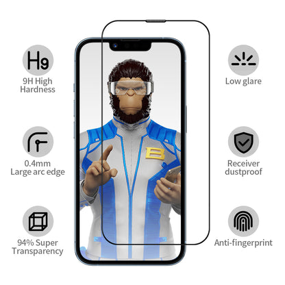 Blueo Anti-Reflektierende HD Schutzfolie mit Applicator Pro für Apple iPhone 15 Pro, gehärtetes Glas, Vollkleber, Schwarz