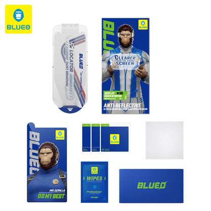 Blueo Anti-Reflektierende HD Schutzfolie mit Applicator Pro für Apple iPhone 15 Pro, gehärtetes Glas, Vollkleber, Schwarz