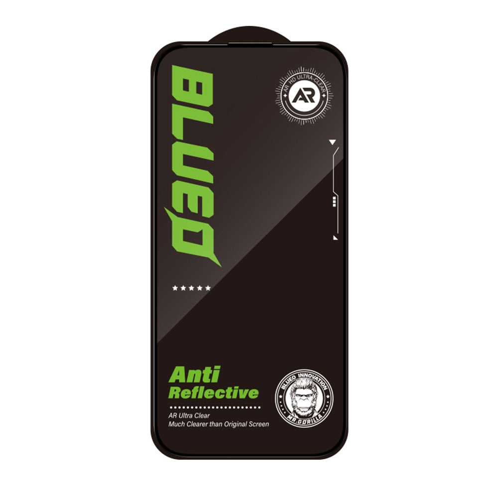 Blueo Anti-Reflective HD Screen Protector for Apple iPhone 14 Pro, Tempered Glass, Full Glue, Black