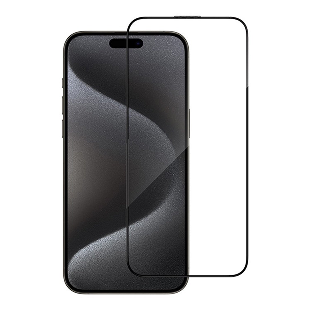 Blueo Anti-Reflektierende HD Displayschutzfolie für Apple iPhone 16 / 15, gehärtetes Glas, Vollkleber, Schwarz