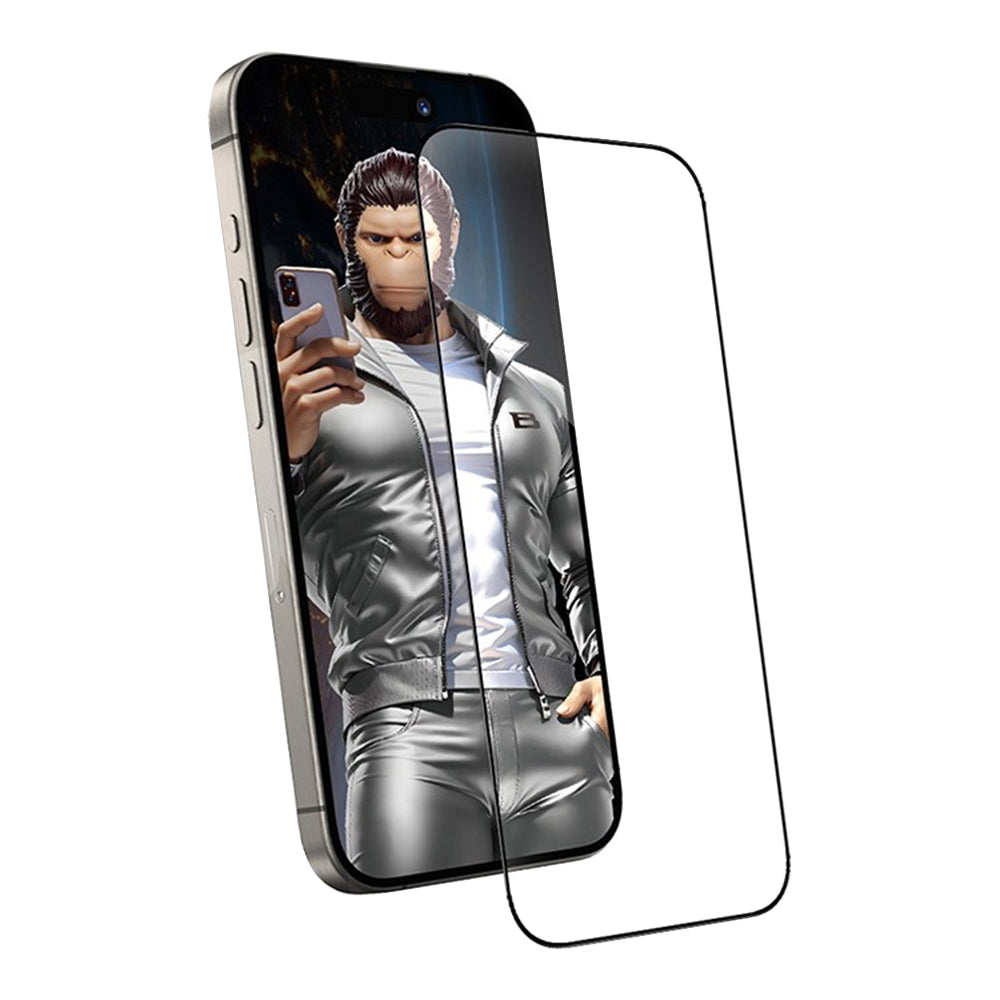 Blueo Anti-Static HD Displayschutzfolie für Apple iPhone 16 / 15, gehärtetes Glas, Vollkleber, Schwarz