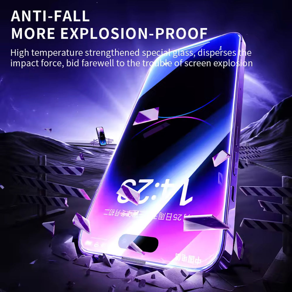 Blueo Anti-Static HD Displayschutzfolie für Apple iPhone 17e / 16e / 14 / 13 Pro, gehärtetes Glas, Vollkleber, Schwarz