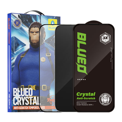 Blueo Crystal Anti-Scratch Screen Protector for Apple iPhone 15 Pro Max, Tempered Glass, Full Glue, Black